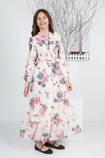 Asortix Rochie pentru fete, căptușită, lungime întreagă, cu model, elegantă și confortabilă
