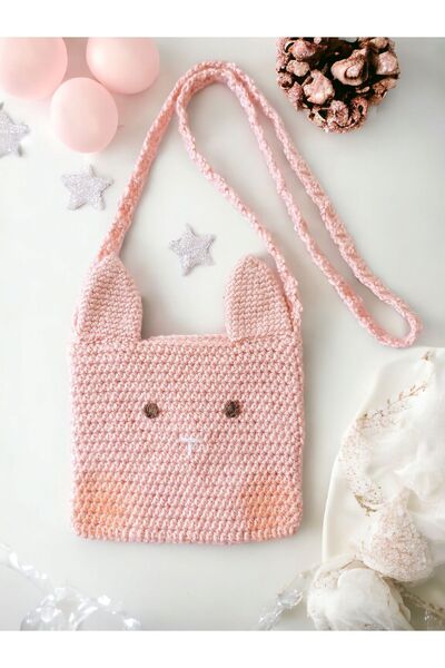 Talai Knitting Örgü Kulaklı Kız Çocuk Çapraz Çanta Hayvan Figürlü