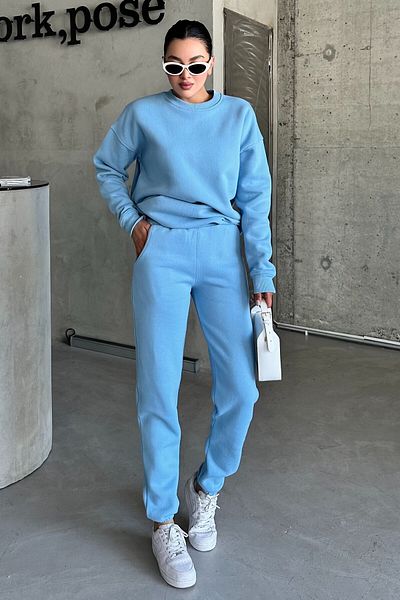 MODAGEN Babakék uniszex túlméretezett tréningruha szett - Crew Neck