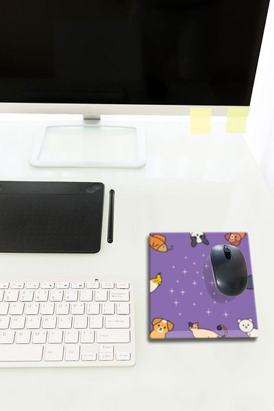 Decorita Mouse Pad mic din sticlă - Model de căței drăguți, 18 cm X 22 cm
