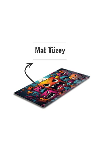 Decorita Covoraș de masă din sticlă - Model Cute Monsters, Mouse Pad din sticlă, Mare - 40cm X 80cm