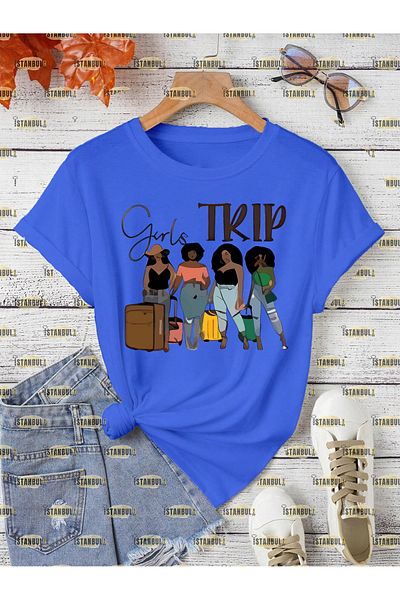 aynewmoda Тениска с овърсайз принт - Trip Girls