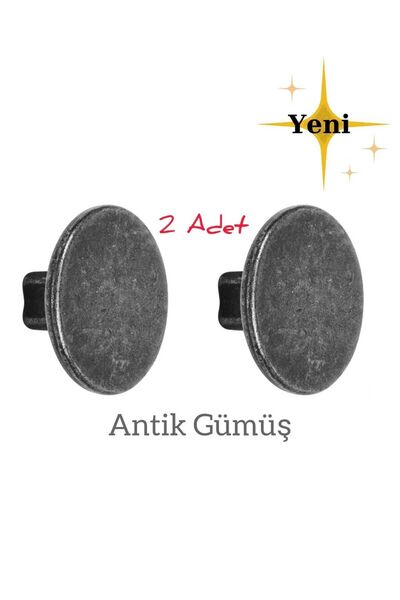 ARON 2 Adet Metax Yiğit Düğme Kulp Antik Gümüş Mobilya Vestiyer Çekmece Komid...