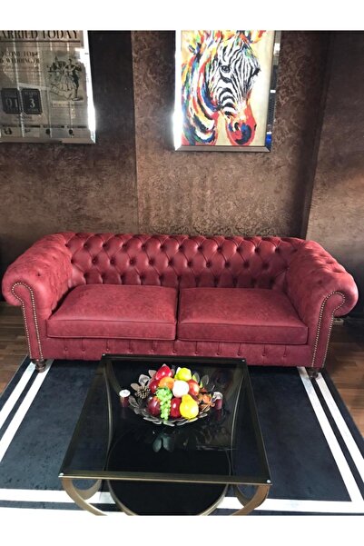 3A Mobilya Nar Çiçeği Chesterfield Koltuk