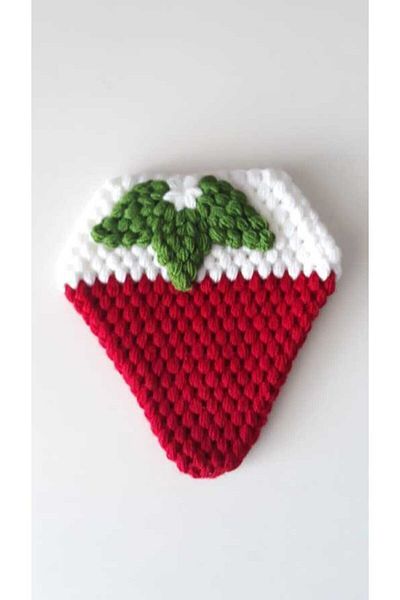 Ebrulisler Hand Knitted Burgundy Strawberry 3-Piece Fiber Set