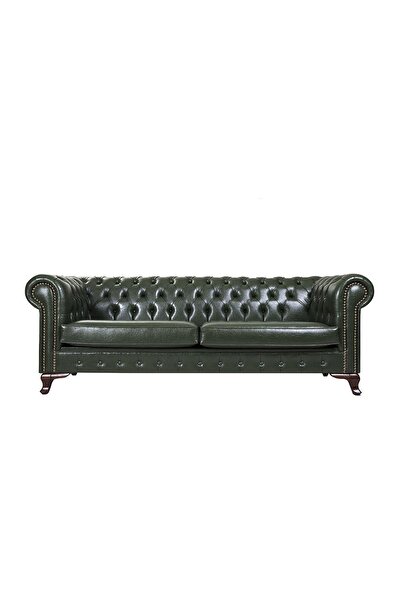 3A Mobilya Green Leather Chesterfield 230X90X80 CM