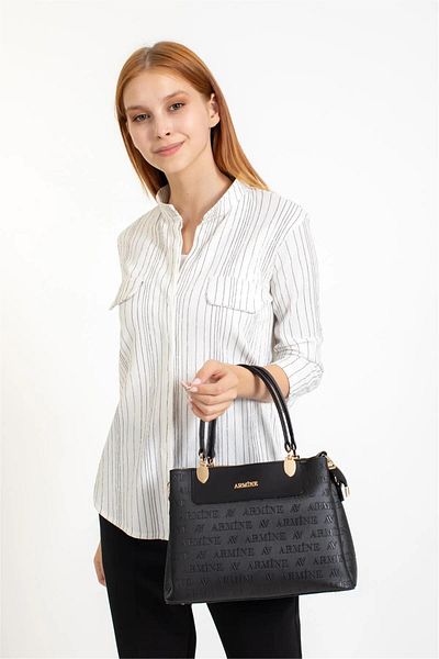 Armine 206 Model Black Laser Cut Women's Shoulder Bag