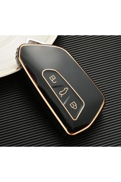 YıldızTuning Skoda Octavia A8 Key Case Gold Black Color 2020 Onwards
