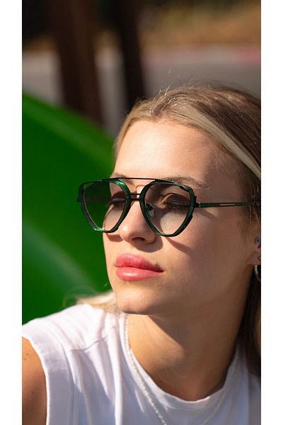 Angel Eyes Green Geometric Frame Unisex Sunglasses B4943