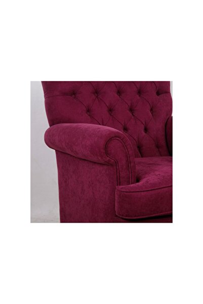 3A Mobilya Gülbence Kapitone Mürdüm Berjer 105X80X75 CM