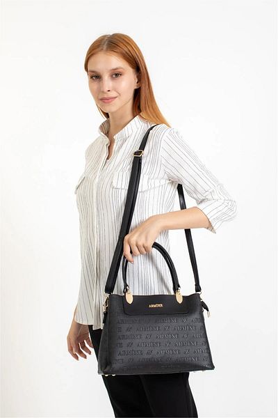 Armine 206 Model Black Laser Cut Women's Shoulder Bag