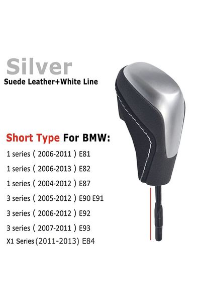 YıldızTuning Bmw 1 Series E81 E82 E87 Gear Shift Knob Alcantara Leather Silver OEM