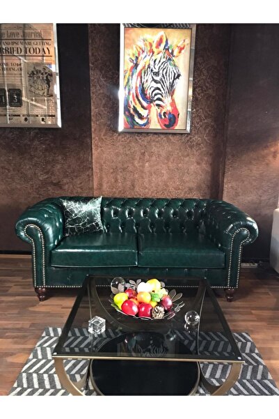 3A Mobilya Dark Green Chesterfield Kanepe