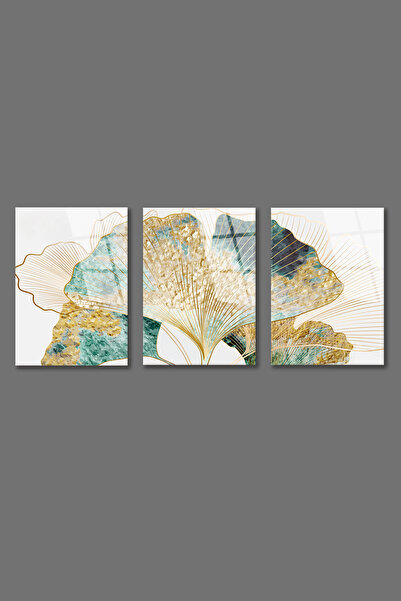 BV DEKOR ΣΕΤ 3 ΤΕΜΑΧΙΩΝ ΑΦΗΡΗΜΕΝΗΣ ΖΩΓΡΑΦΙΚΗΣ ΣΕ ΣΤΥΛ ΦΥΛΛΩΝ ΣΕ ΓΥΑΛΙ - ΣΕΤ 3...