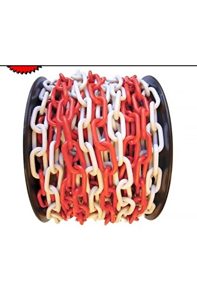 YR YILDIRIM İŞ GÜVENLİĞİ İKAZ VE TRAFİK LEVHALARI Plastik Zincir 8 Mm Kırmızı Beyaz 25 Mt