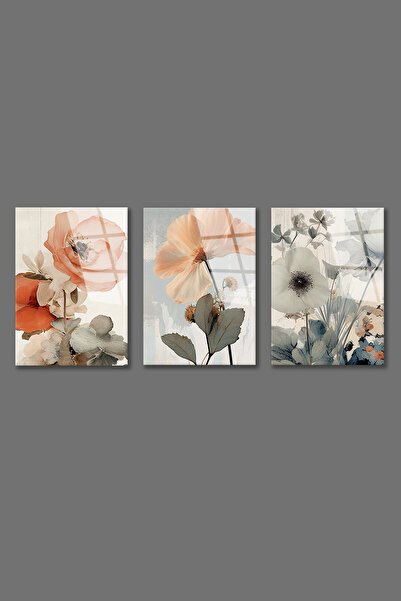 BV DEKOR ΣΕΤ 3 ΤΕΜΑΧΙΩΝ ΑΦΗΡΗΜΕΝΗΣ ΖΩΓΡΑΦΙΚΗΣ ΜΕ ΛΟΥΛΟΥΔΙΑ ΣΕ ΓΥΑΛΙ - ΣΕΤ 3 Τ...