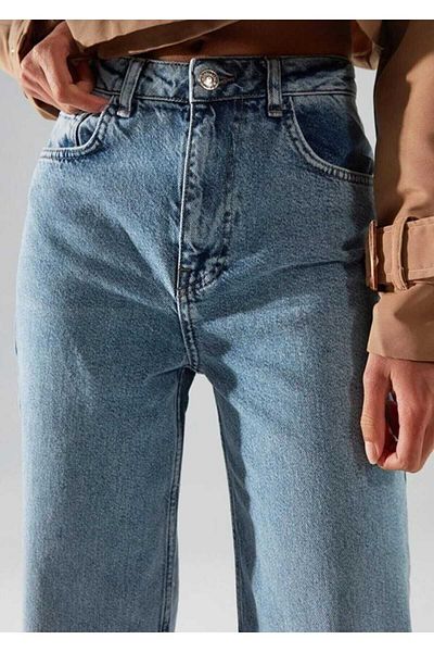 Trn JNS Conroy Mid Blue - Lycra Loose Leg Denim Palazzo Παντελόνι, Σούπερ Ψηλόμεση