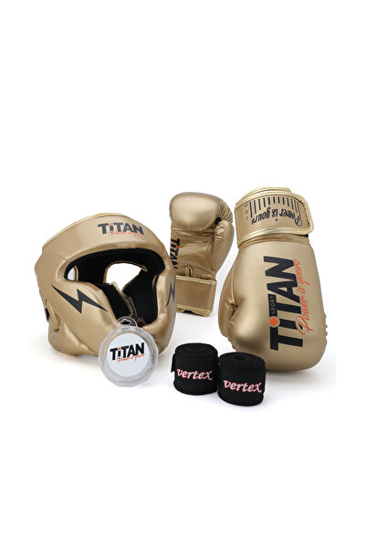 Titan Sport GOLD (ALTIN) Serisi Özel Takım Set ,  Boks Kaskı, Boks Eldiveni, Dişlik, Bandaj