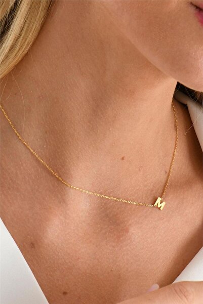 Minamis Silver 925 Ayar Gümüş M Harfi Bayan Köprücük Kolye