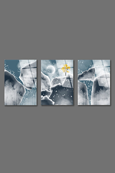 BV DEKOR ΓΥΑΛΙΝΟΣ ΠΙΝΑΚΑΣ ΖΩΓΡΑΦΙΚΗΣ ΜΕ ΘΕΜΑ ΧΕΙΜΕΡΙΝΗ ΕΠΟΧΗ ΣΕ ΣΕΤ 3 ΤΕΜΑΧΙΩ...