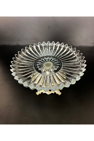 Elta Collection Papatya Gümüş Metal Döküm Ayaklı Sunumluk Kurabiyelik Pasta Sunum