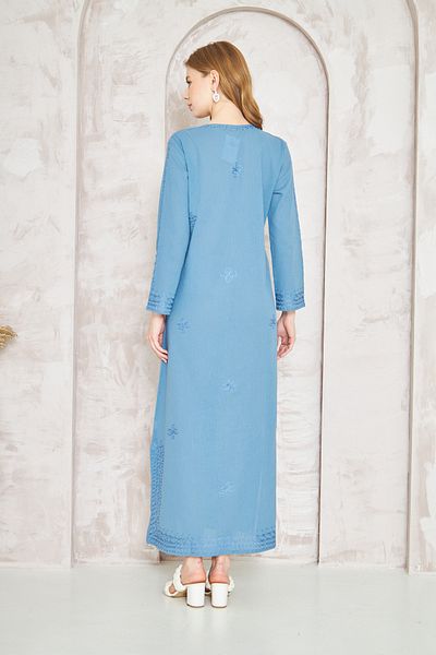 Ersperto Rochie din pânză Buldan cu modele de lalele - brodata manual