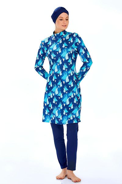 MEBA Μαγιό Rozmay Blue Navy Blue με σχέδιο Lycra Full Covered Hijab 9203