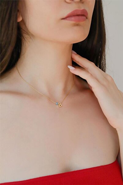 Minamis Silver 925 Ayar Gümüş Gözlü Üç Boyutlu B Harfi Kadın Gümüş Kolye