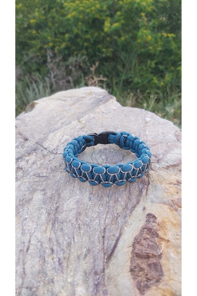 BRHN Paracord Knitted Bracelet - Gray-Green, Fan, Clip, Handmade