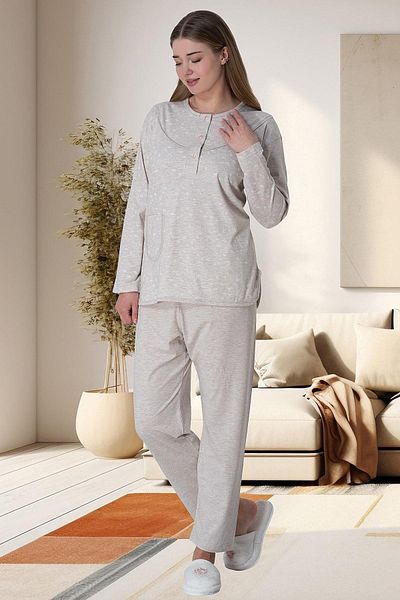Mecit Pijama Σετ μακρυμάνικη πιτζάμες Plus Size - 80% βαμβάκι 20% βισκόζη