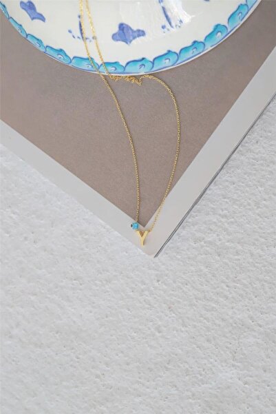 Minamis Silver 925 Ayar Gümüş Gözlü Üç Boyutlu Y Harfli Kadın Gümüş Kolye