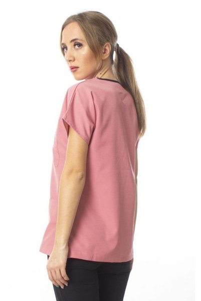 Simirna Üniforma Surgical Doctor Nurse Uniform Alpaca Powder Pink Scrubs Top