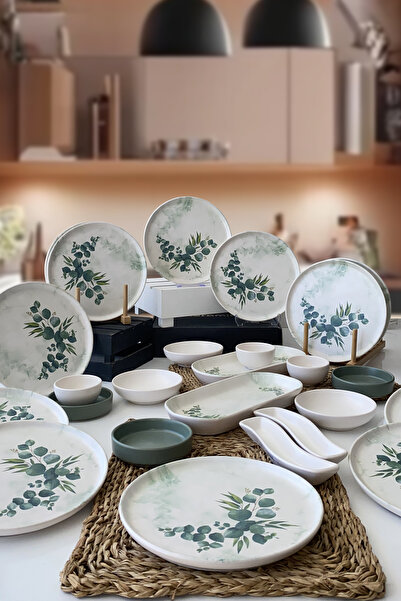 Keramika Okaliptus 12 Kişilik 25 Parça Kahvaltı Takımı