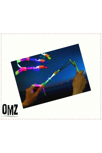 OMZ Led Işıklı Elastik Sapan Helikopter Mancınık Roket Eğlenceli Oyuncak Yeni Model Kız Cocuk Erkek Coc