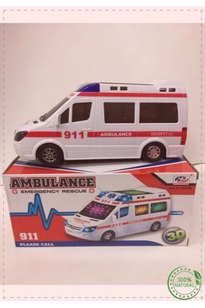 OMZ Pilli 3d Işıklı Hareketli Oyuncak Ambulans Kız Erkek Cocuk Egitici Montessori Oyuncaklar Saglıklı Ü