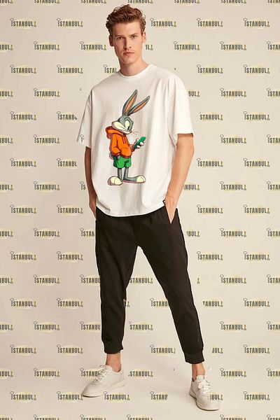 aynewmoda Oversize Rabbit Printed T-Shirt