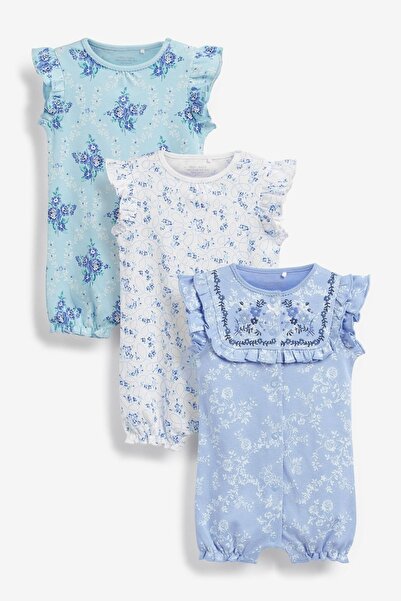 Next Baby Mavi Çiçekli 3'lü Tulum Seti