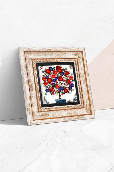 Pinecone Pomegranate Tree Stone Wall Painting Framed Wall Decor Wall Art