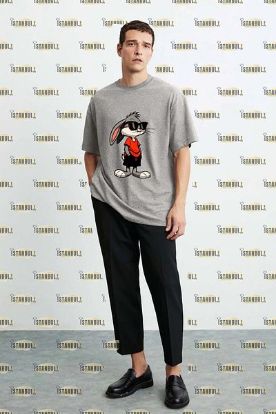 aynewmoda Oversize T-shirt - Cool Rabbit Printed