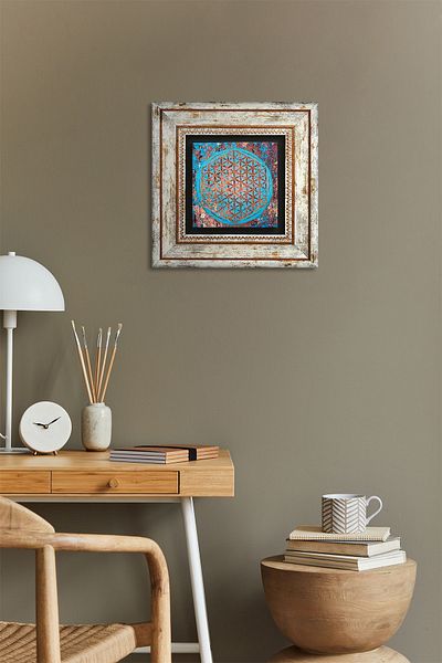 Pinecone Flower of Life Πέτρινη Ζωγραφική Τοίχων Κορνίζα Διακόσμηση Τοίχου Wall Art Tk1-190