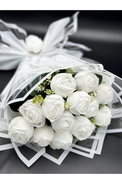 Mirabella Gift Flower of Desire Girl 14 τεμάχια λευκό τεχνητό τριαντάφυλλο παιώνιας – Ρομαντική διάταξη για υπόσχεση και αρραβώνα