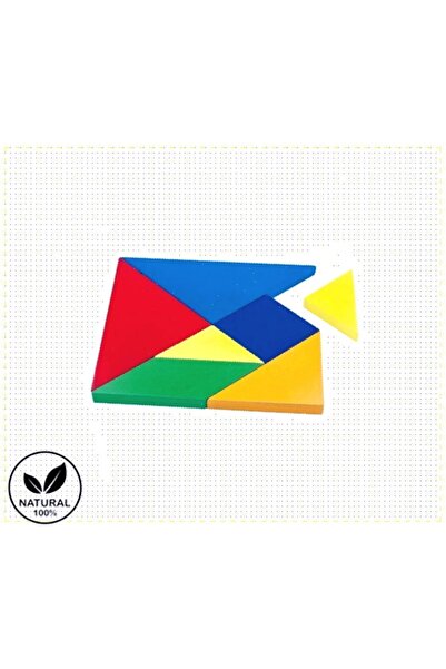 OMZ 7Parça Eğitici Renkli Ahşap Orta Boy Tangram Akıl Zeka Mantık Strateji Oyunu Erkek Montessori Oyun