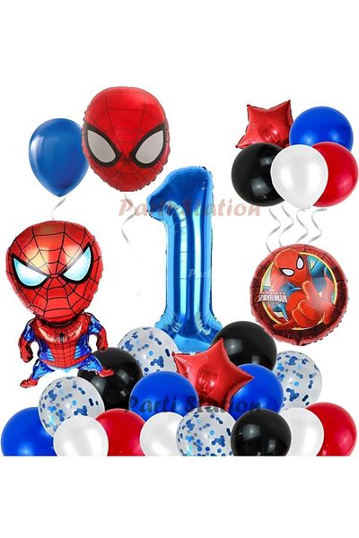 Parti Station Spiderman Spiderman Concept 1st Year Birthday Balloon Set Spiderman Party Balloons Spiderman Theme
