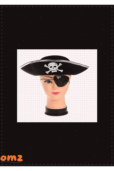 OMZ 1Pc Pirate Hat and Eye Mask Silver Color Kids Boy Girl Boy Children Educational Toys