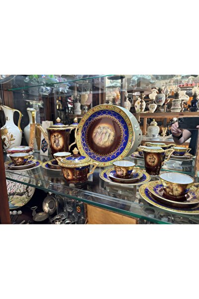 tayfuntufan antika koleksiyon 1920 - 1940 viyana damgalı royal epiag 4 kişilik çay kahve takımı - 16 parça