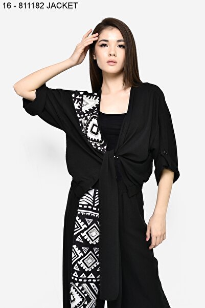 DQMANE Short Jacket - Front Printed and Tie Detailed