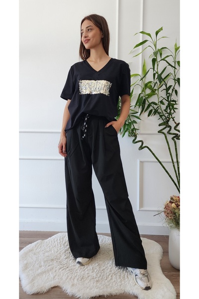 My Boutique Pantaloni cu dantelă