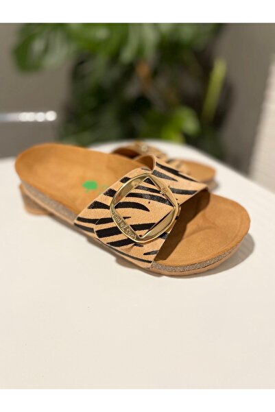 Land of Cork Anatomical Cork Sole Zebra Leather Slippers