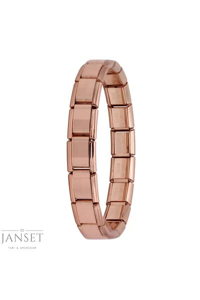 Janset Cord Model Steel Bracelet - Rose Color 9mm - 316L Tarnish-Free Steel Bracelet