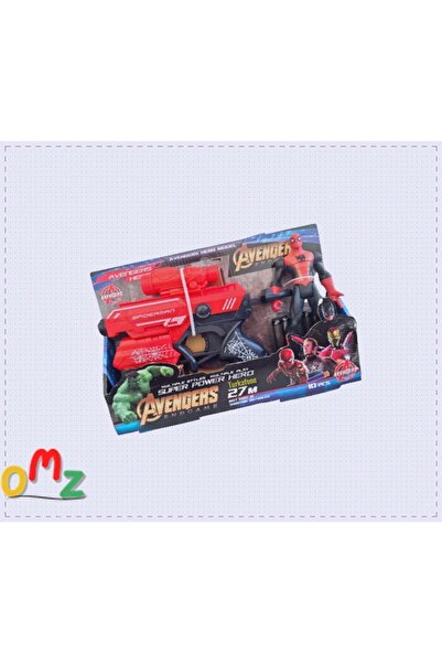 OMZ Spiderman & Hulk Figürlü Oyuncak Lazerli Nerf Modeli Tabanca Ve 10 Adet Kız Erkek Cocuk Egitici Mon